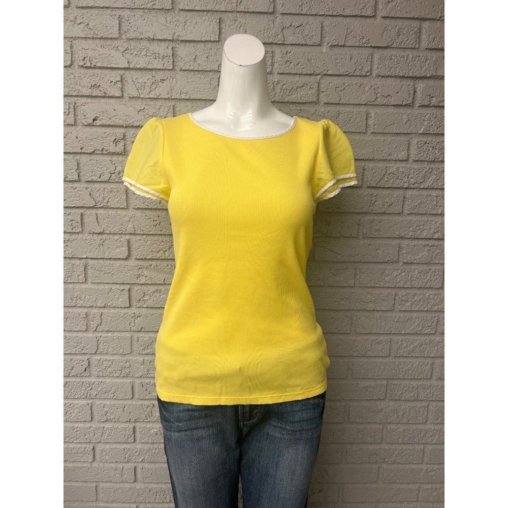 Ralph Lauren Yellow Layered Cap Sleeve T-Shirt Size S